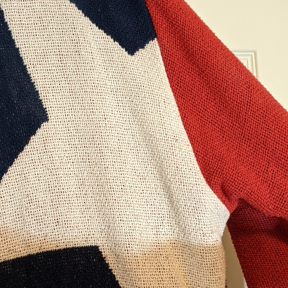 Maxson Tapestri EUC patriotic knit jacket OS red white blue star 100% cotton - Picture 5 of 15